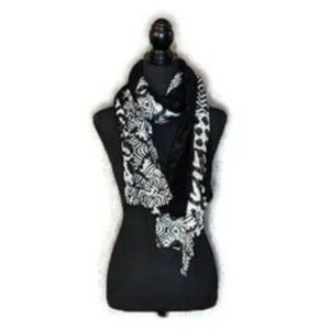 Half Black, Half White Patterned Scarf